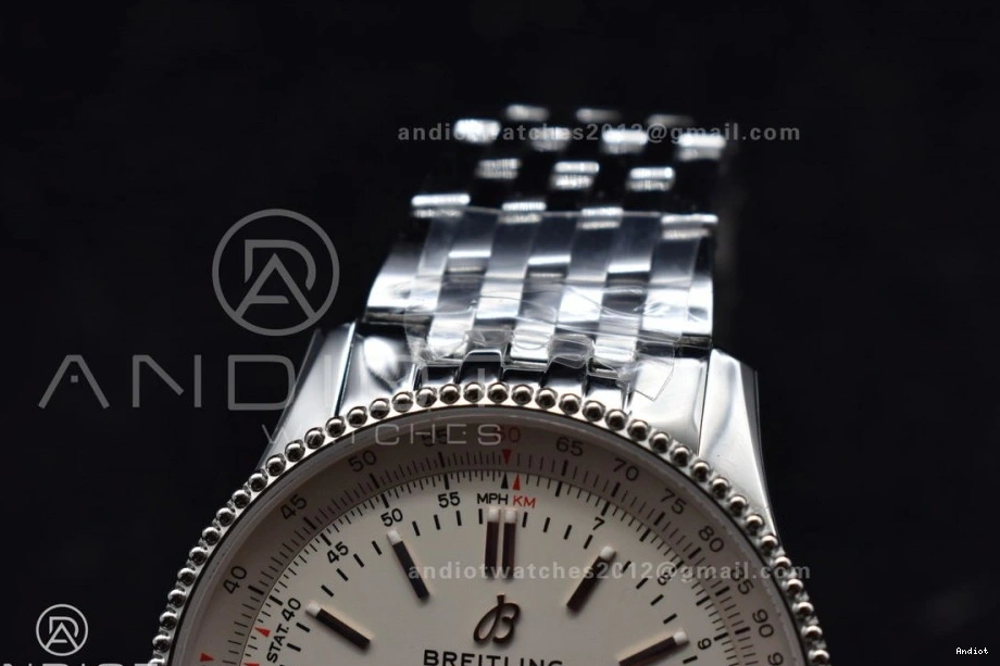 V7F SS 1 Navitimer White A2824 RG SS Dial 1:1 on Bracelet Edition Best Bezel 0115